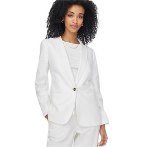 J Crew Factory White Linen One Button Blazer Womens Size 8 Petite